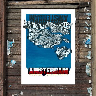 Luogo delle lettere Amsterdam Noordzee stampa d'arte - stampa digitale 50x70 cm