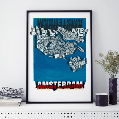 Lugar de letras Amsterdam Noordzee lámina - 50x70cm-impresión digital-enmarcada