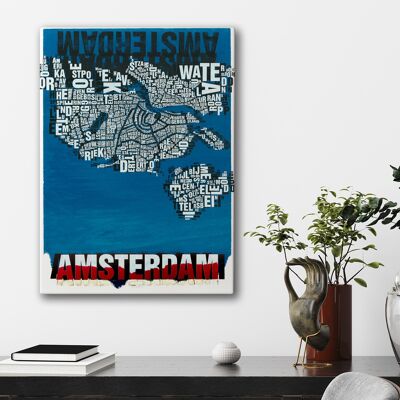 Lugar de letras Amsterdam Noordzee lámina - 50x70cm-lienzo-en-camilla
