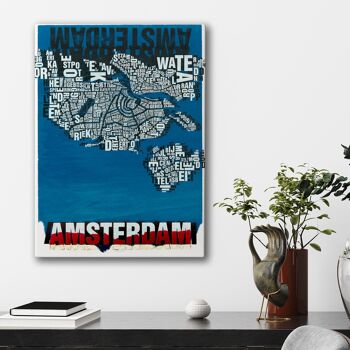 Lieu des lettres Amsterdam Noordzee impression d'art - 50x70cm-toile-sur-châssis 1