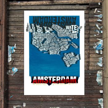 Lieu des lettres Amsterdam Noordzee impression d'art - 50x70cm-toile-sur-châssis 3