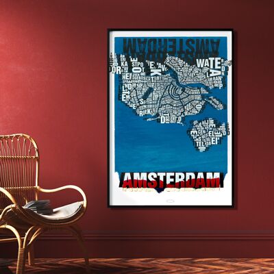 Luogo delle lettere Amsterdam Noordzee stampa d'arte - 70x100 cm-stampa digitale arrotolata