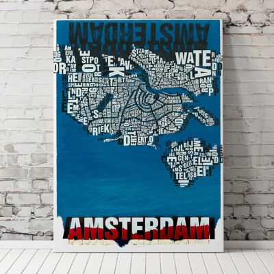 Lieu des lettres Amsterdam Noordzee impression d'art - 70x100cm-toile-sur-châssis