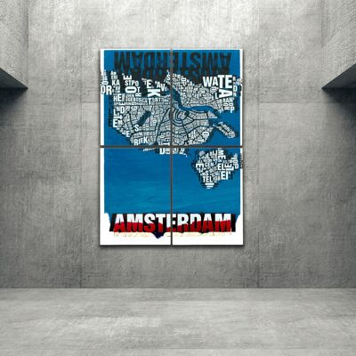 Place of letters Amsterdam Noordzee art print - 140x200cm-as-4-part-stretcher