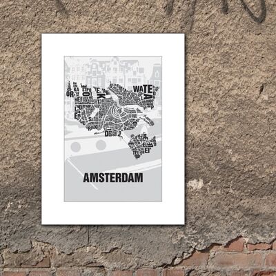Letter location Amsterdam Grachten - 30x40cm-passepartout