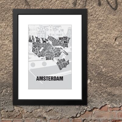 Luogo delle lettere Amsterdam Grachten - 30x40cm-passepartout-incorniciato
