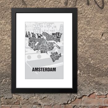 Place des lettres Amsterdam Grachten - 30x40cm-passepartout-encadré 1