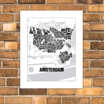 Buchstabenort Amsterdam Grachten - 40x50cm-passepartout