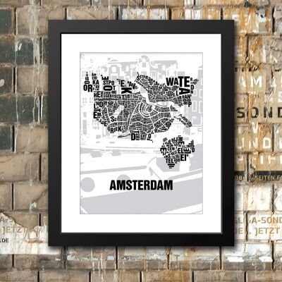 Buchstabenort Amsterdam Grachten - 40x50-passepartout-gerahmt