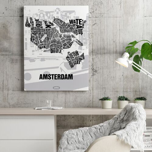 Buchstabenort Amsterdam Grachten - 40x50cm-leinwand-auf-keilrahmen