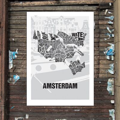 Lettre emplacement Amsterdam canaux - impression numérique 50x70cm