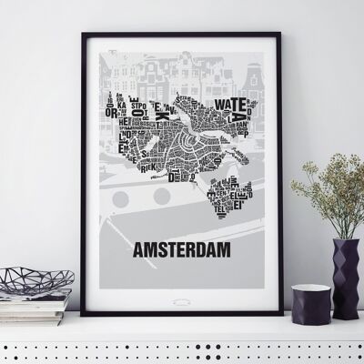 Lugar de letras Amsterdam Grachten - 50x70cm-impresión digital-enmarcada