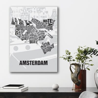 Lugar de letras Amsterdam Grachten - 50x70cm-lienzo-en-camilla