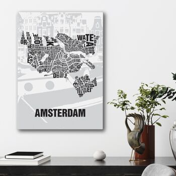 Place des lettres Amsterdam Grachten - 50x70cm-toile-sur-châssis 1