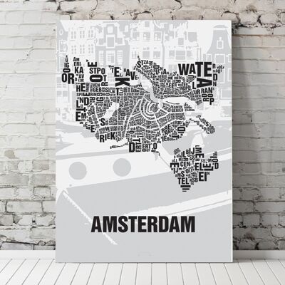 Buchstabenort Amsterdam Grachten - 70x100cm-leinwand-auf-keilrahmen