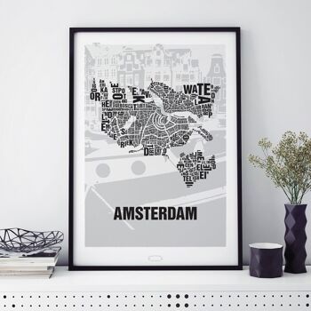 Place des lettres Amsterdam Grachten - 140x200cm-comme-4-part-stretcher 2