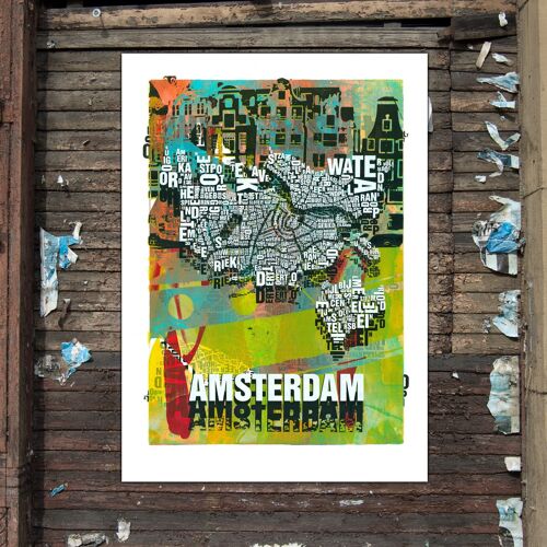 Buchstabenort Amsterdam Grachten Kunstdruck - 50x70 cm-digitaldruck