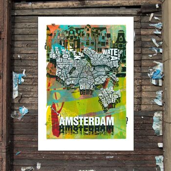 Lieu des lettres Amsterdam Grachten impression d'art - 50x70 cm-toile-sur-châssis 3