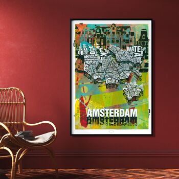 Lieu des lettres Amsterdam Grachten impression d'art - 70x100 cm-impression numérique-roulé 1