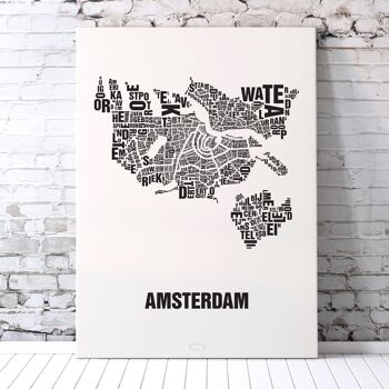 Place des lettres Amsterdam noir sur blanc naturel - 50x70cm-sérigraphié-encadré 3