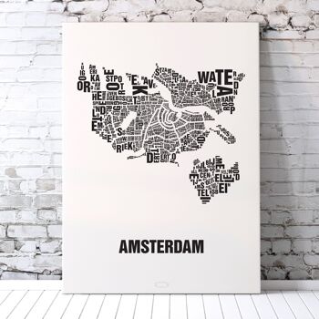 Lettre emplacement Amsterdam noir sur blanc naturel - 70x100cm-impression numérique-roulé 4