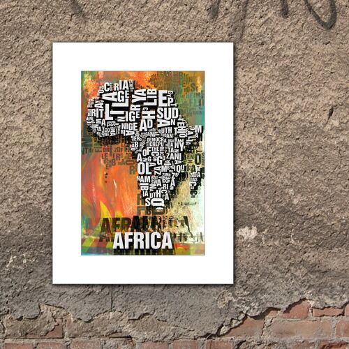 Buchstabenort Africa Afrika Tribal Kunstdruck - 30x40 cm-passepartout
