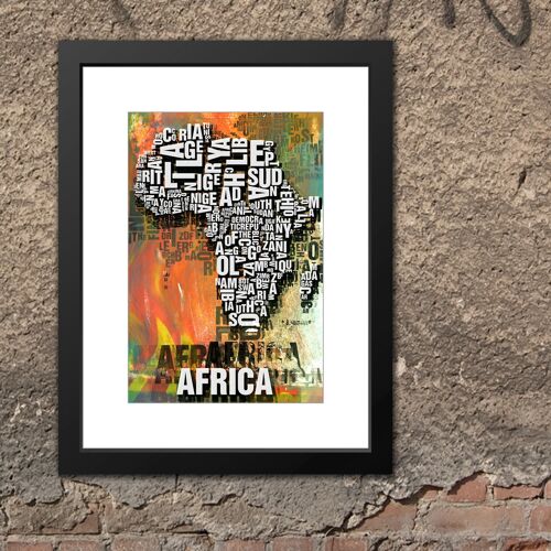 Buchstabenort Africa Afrika Tribal Kunstdruck - 30x40 cm-passepartout-gerahmt