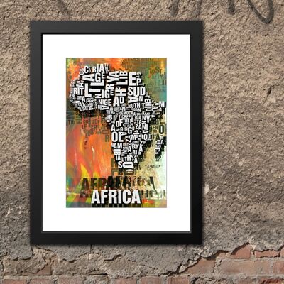 Lieu des lettres Afrique Afrique Tirage d'art tribal - 30x40 cm-passepartout-encadré