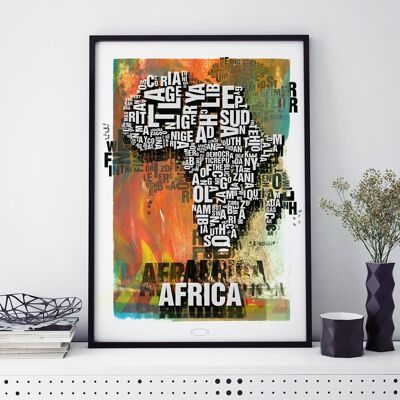 Lugar de las letras Africa Africa Tribal art print - 50x70 cm-impresión digital-enmarcada