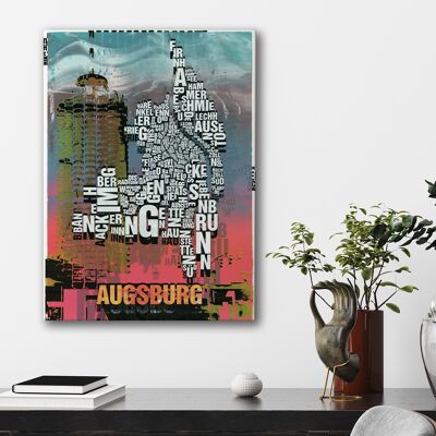 Luogo delle lettere Augsburg Hotelturm stampa artistica - 50x70cm-tela-su-barella