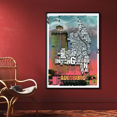 Place of the letters Augsburg Hotelturm art print - 70x100cm-digital print-rolled