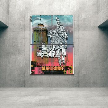 Lieu des lettres Augsbourg Hotelturm impression d'art - 140x200cm-en-4-part-stretcher 1