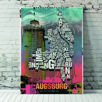 Lieu des lettres Augsbourg Hotelturm impression d'art - 140x200cm-en-4-part-stretcher 4