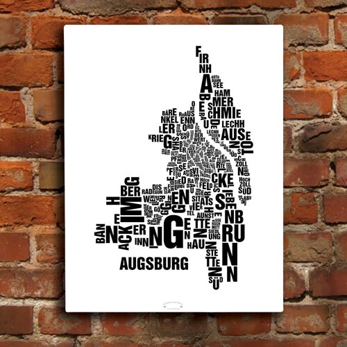 Buchstabenort Augsburg Schwarz auf Naturweiß - 40x50cm-leinwand-auf-keilrahmen