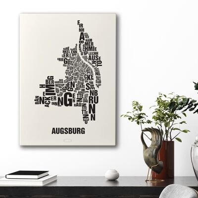 Letter place Augsburg black on natural white - 50x70cm-canvas-on-stretcher