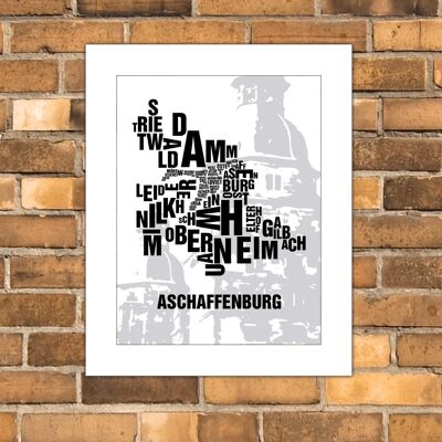 Buchstabenort Aschaffenburg Schloss - 40x50cm-passepartout