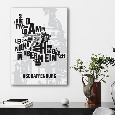 Buchstabenort Aschaffenburg Schloss - 50x70cm-leinwand-auf-keilrahmen