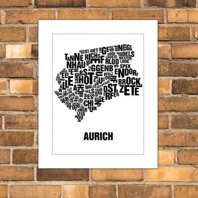 Place of letters Aurich black on natural white - 40x50cm-passepartout