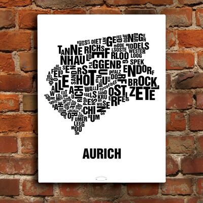 Buchstabenort Aurich Schwarz auf Naturweiß - 40x50cm-leinwand-auf-keilrahmen