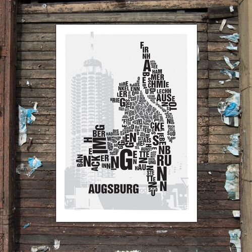 Buchstabenort Augsburg Hotelturm - 50x70cm-digitaldruck