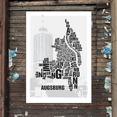 Carta ubicación Augsburg Hotelturm - Impresión digital 50x70cm