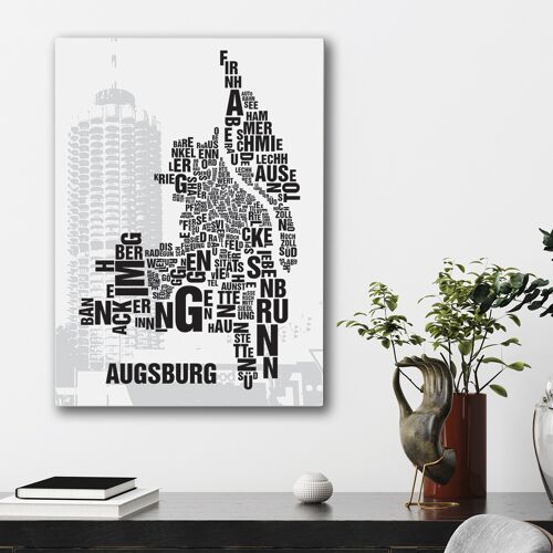 Buchstabenort Augsburg Hotelturm - 50x70cm-leinwand-auf-keilrahmen