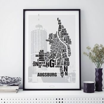 Place des lettres Augsbourg Hotelturm - 50x70cm-toile-sur-châssis 2