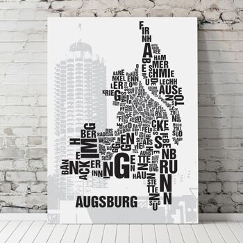 Place des lettres Augsbourg Hotelturm - 50x70cm-toile-sur-châssis 4