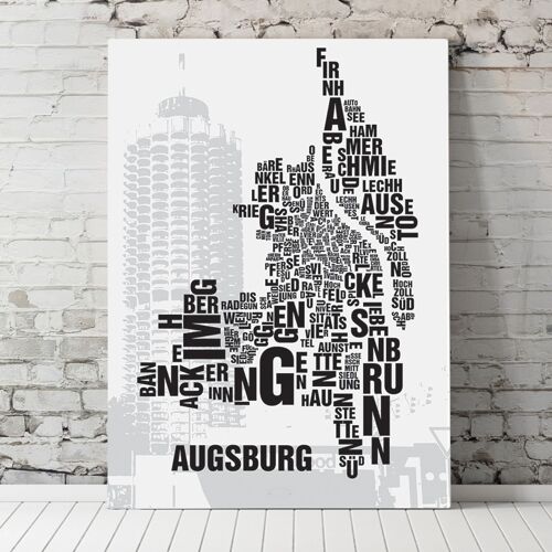 Buchstabenort Augsburg Hotelturm - 70x100cm-leinwand-auf-keilrahmen
