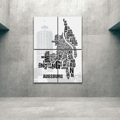Luogo delle lettere Augsburg Hotelturm - 140x200cm-come-4-part-stretcher