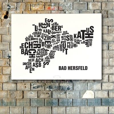 Letter location Bad Hersfeld black on natural white - 50x70cm-canvas-on-stretcher