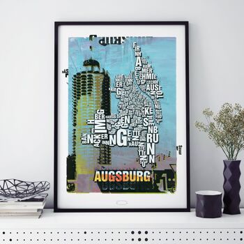 Lieu des lettres Augsbourg Hotelturm impression d'art - 30x40 cm-passepartout 2