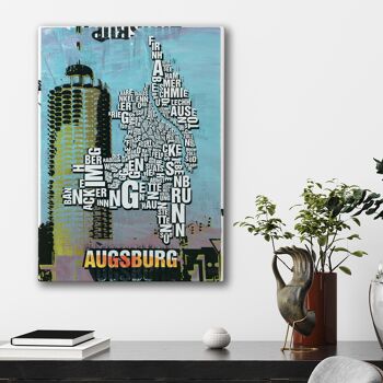 Lieu des lettres Augsburg Hotelturm impression d'art - 50x70 cm-toile-sur-châssis 1