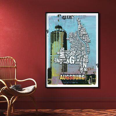 Place of the letters Augsburg Hotelturm art print - 70x100 cm-digital print-rolled